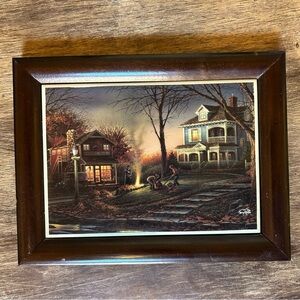 Vintage Aroma of Fall by Terry Redlin Framed Tile Art Wooden Decor Rustic